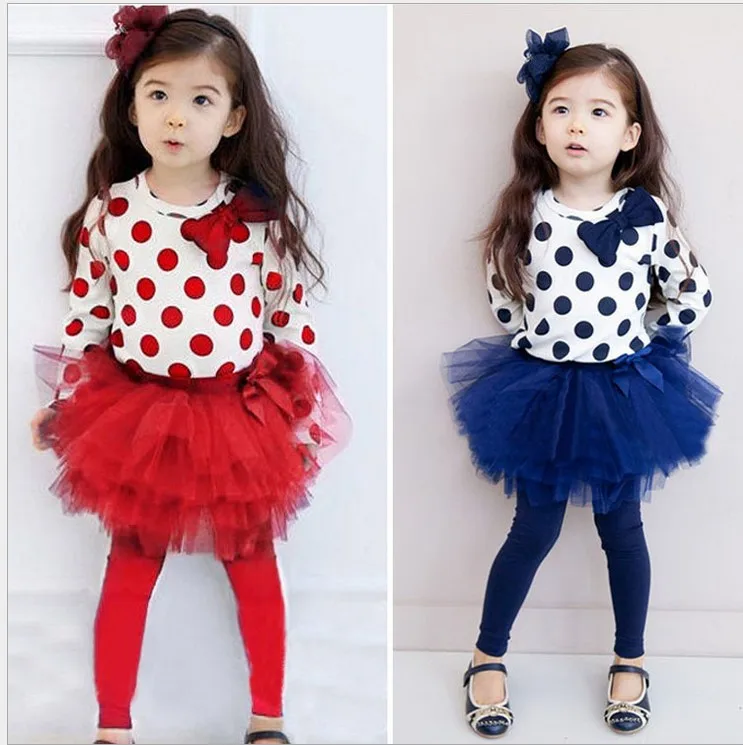 

Children Sets New girl's two-piece suits baby full sleeve Happy birthday t shirt + cake skirts girl spring&Autumn clothing