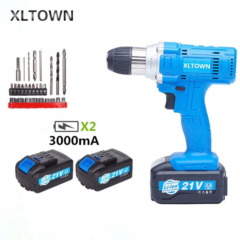 Xltown 21v мощная беспроводная дрель с высокой емкостью перезаряжаемая литиевая