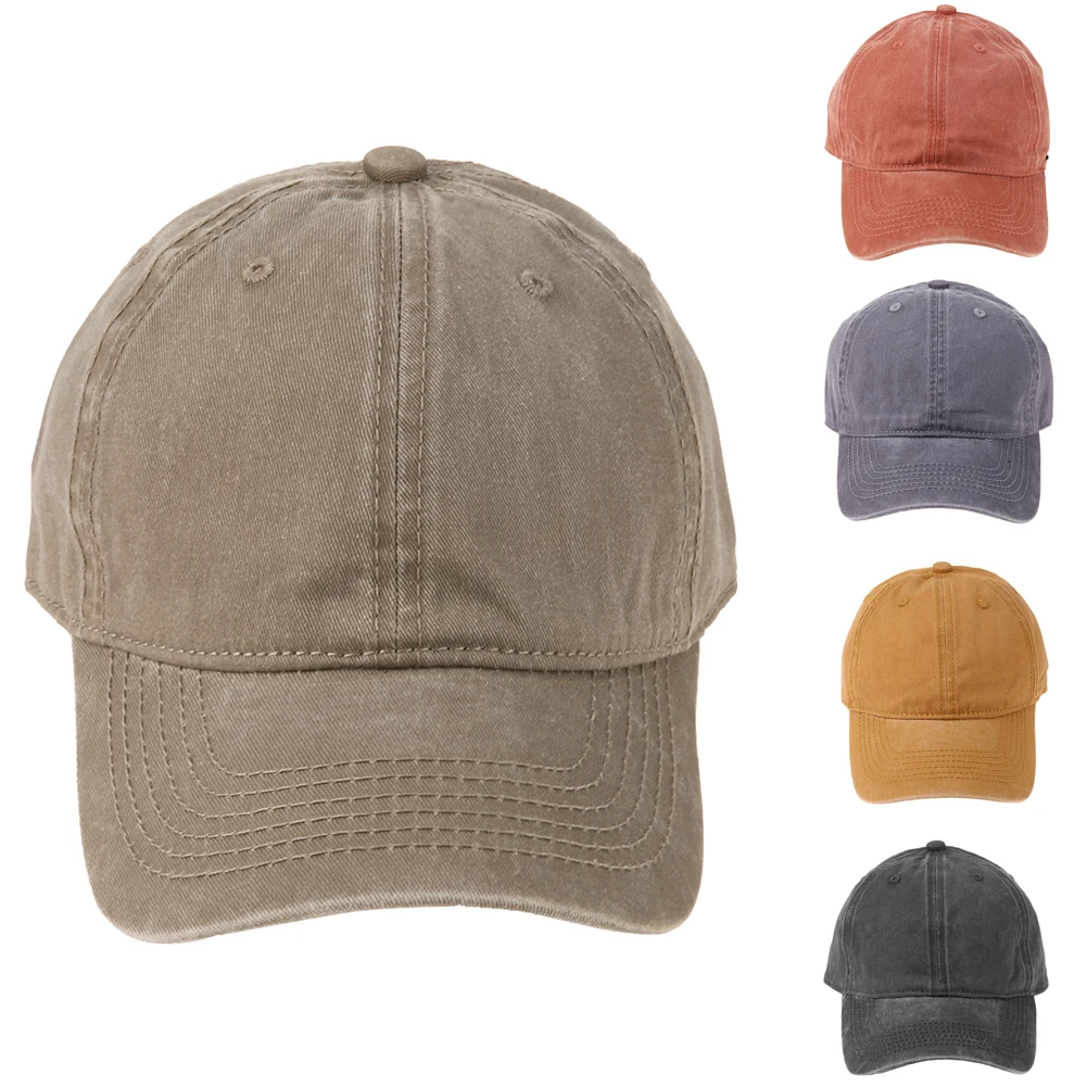 Washed Cotton Adjustable Solid color Baseball Cap women caps Unisex