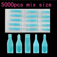 5000 шт/партия синий смешанный стерильный одноразовый тату машина пистолет сопло наконечники игла для татуировочного пистолета чернил чашки комплект держателей