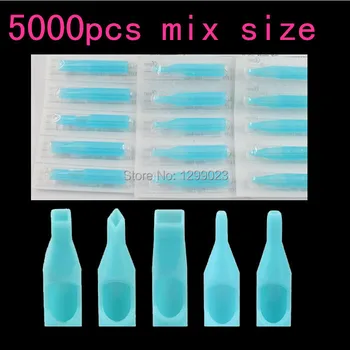 

5000PC Lot Blue Mixed Sterile Disposable Tattoo Machine Gun Nozzle Tips Needle Tube For Tattoo Gun Needle Ink Cup Grip Kits