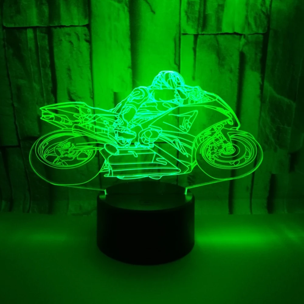 3D LED ночник мотоцикл мото с 7 видов цветов свет для украшения дома лампа