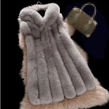 Зимний искусственный жилет Новое поступление модные женские импортные пальто меховой жилет высококачественное пальто из искусственного меха Лисий Мех Длинный жилет плюс размер S-4XL