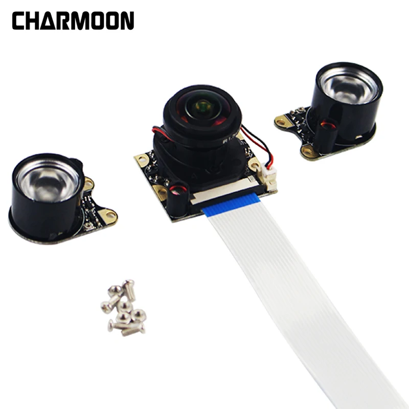 

5MP Camera Video Module 175 Degree Wide Angle + 2 IR Light +16cm FFC cable For Raspberry Pi 4 Model B 3 B+ Night version camera