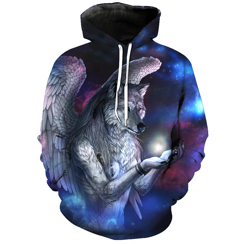 Мужская толстовка с капюшоном и принтом волчьих крыльев размеры до 5XL|sweatshirt men|3d