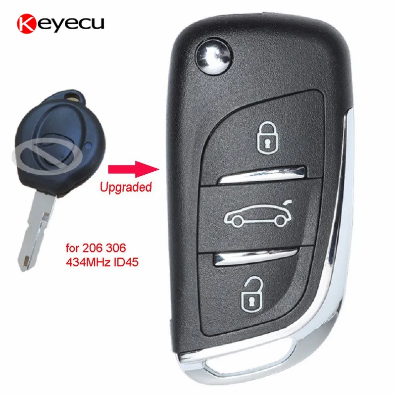 Запасная обновленная флип карта Keyecu для Peugeot 206 306 с кнопкой 1998 1 мгц чипом ID45 и