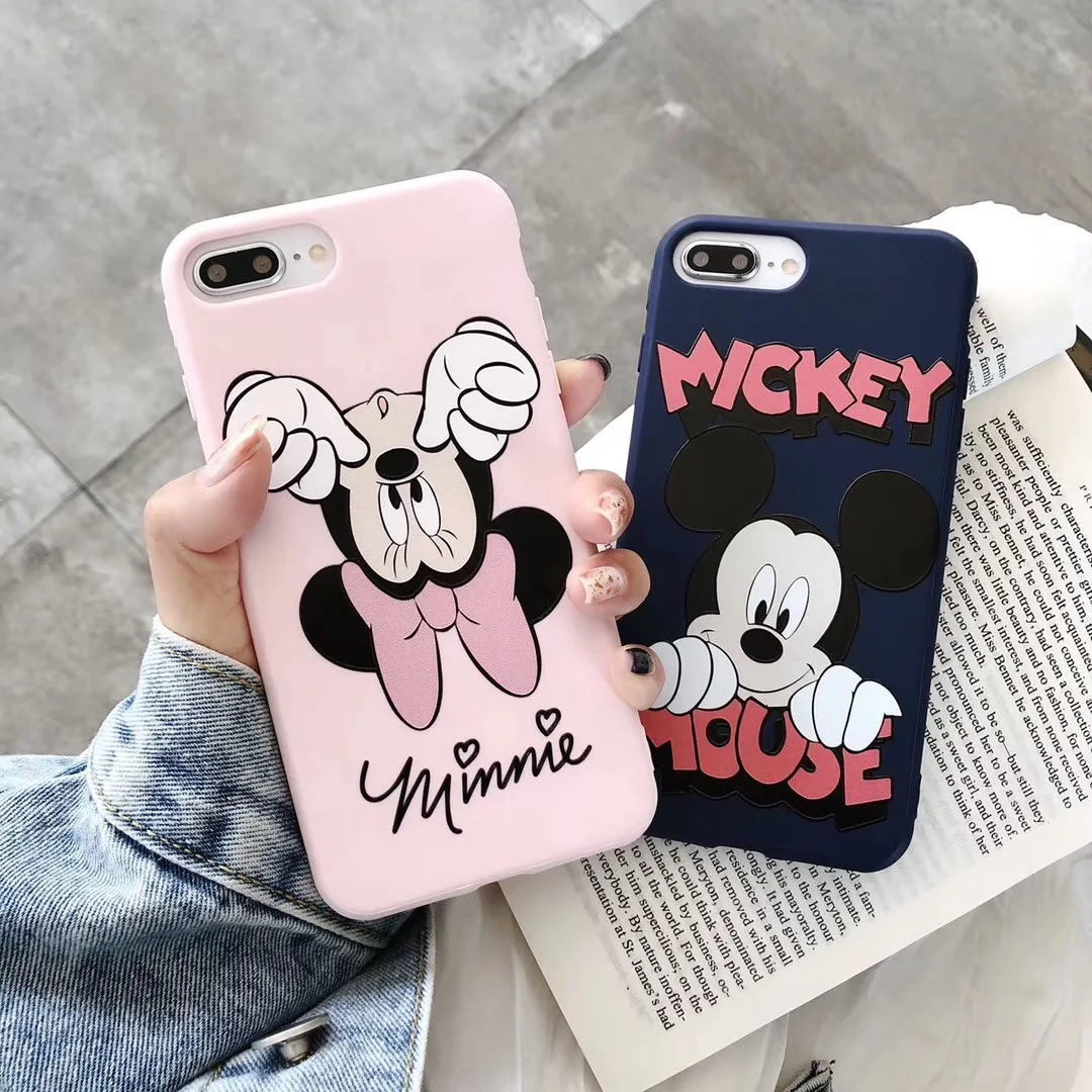 

Cartoon cute Disneys funny couple Mickey Minnie phone case For iphone Xs MAX XR X 6 6s 7 8 plus candy soft TPU back cover Fundas