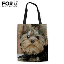 FORUDESIGNS/3D милый Йоркширский принт Женская Холст сумка модная Роскошная большая емкость женские школьные сумки через плечо девушка Bolsas