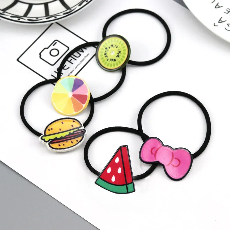 buy 5PCS Novelty Hot Sale Girl #039;s Cartoon character animal Character Hair Accessories Fashion Kids Candy Rubber Bands Headwear