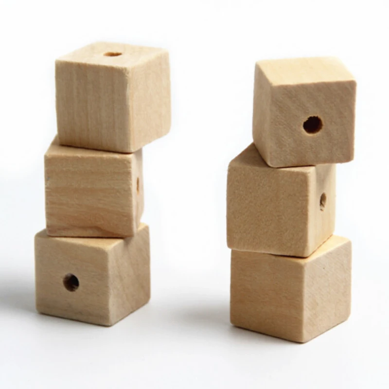 

Jewelry Making DIY 20Pcs Nature Color Unfinished Geometric Square Wooden Beads 20mm Baby Teether Wooden Teething Wooden Toys