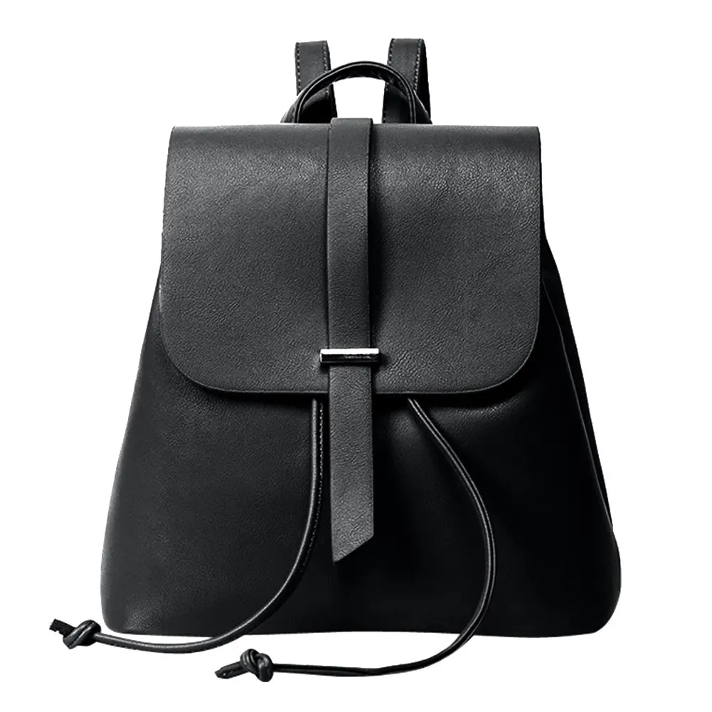 High quliaty Women Soft Leather Backpack Fashion Minimalist Solid Black Backpacks for Teensgers