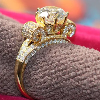 

Original Solid 18K Yellow Gold AU750 Gorgeous 3CT Women Wedding Ring Real Yellow Gold Women Anniversary Ring