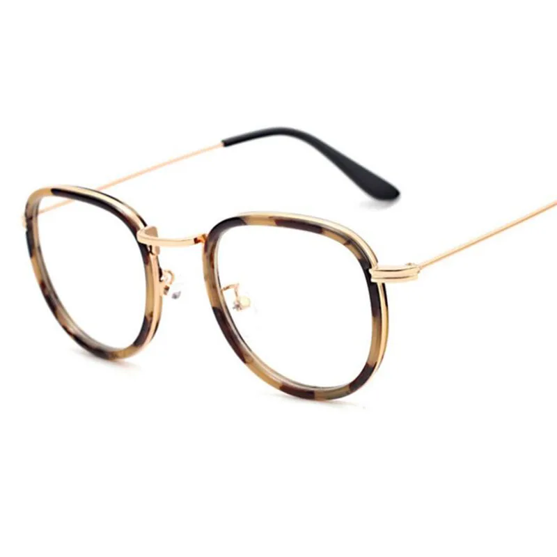 Дизайн, женские очки, оптически металлическая оправа, Леопардовый принт, прозрачные линзы, стеклянные очки, Золотые Квадратные очки для мужчин, UV400 - Цвет оправы: tea leopard