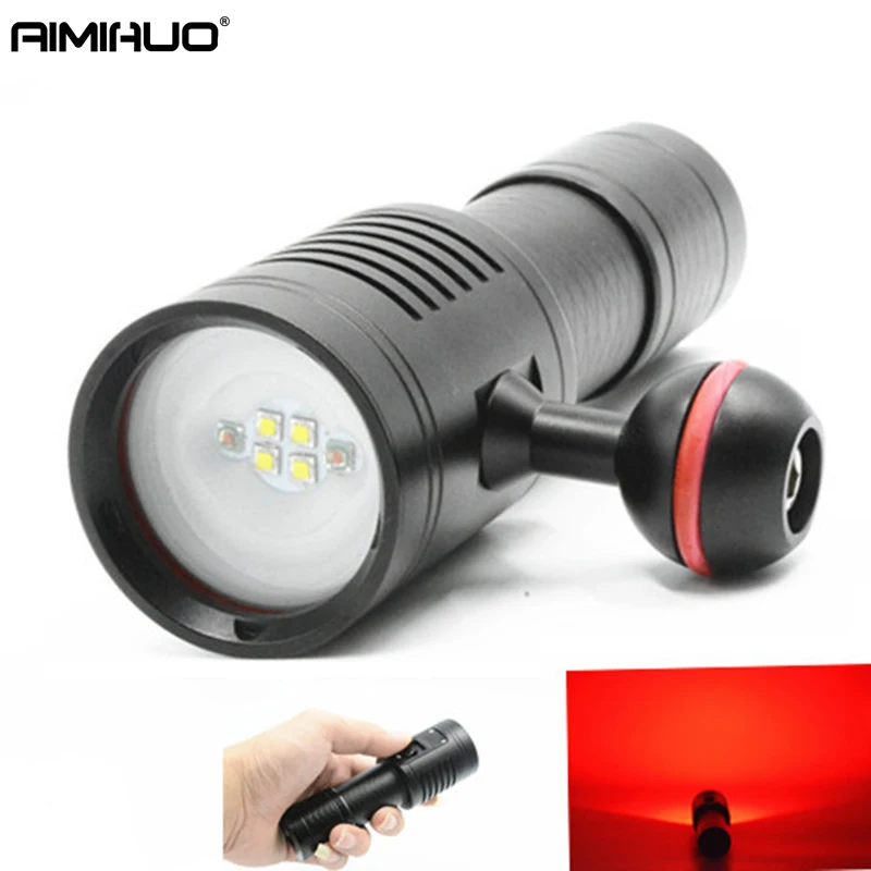 

AIMIHUO 4L2 LED diving Flashlight Professional photography red fill light lamp underwater flashlight charging waterproof Torch
