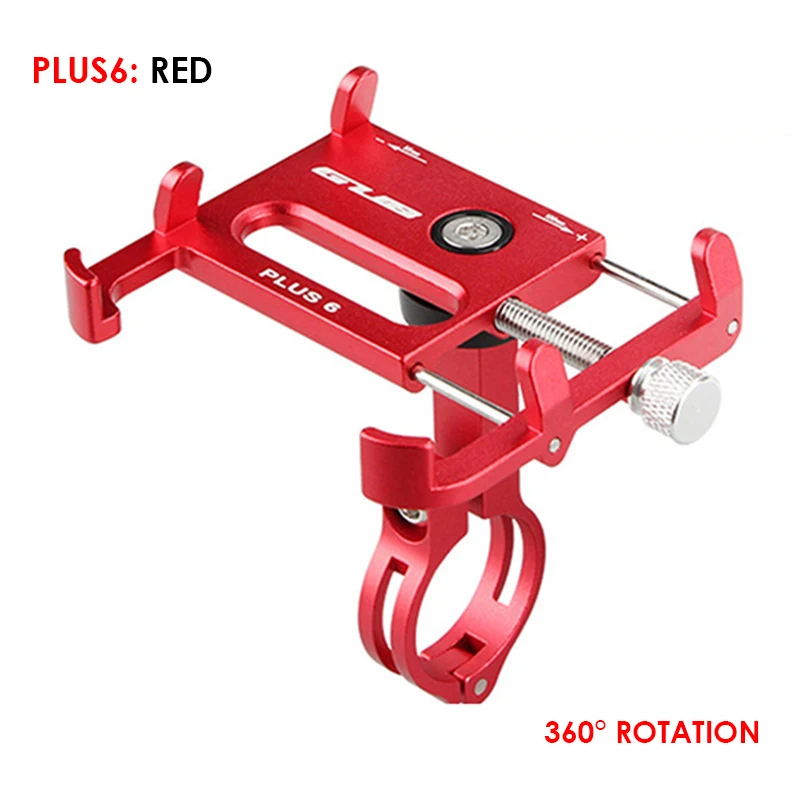 Алюминиевый держатель для мотоцикла заднего вида Регулируемый универсальный держатель для крепления мобильного телефона на велосипед телефон gps подставка для руля для iPhone - Цвет: Plus6Red