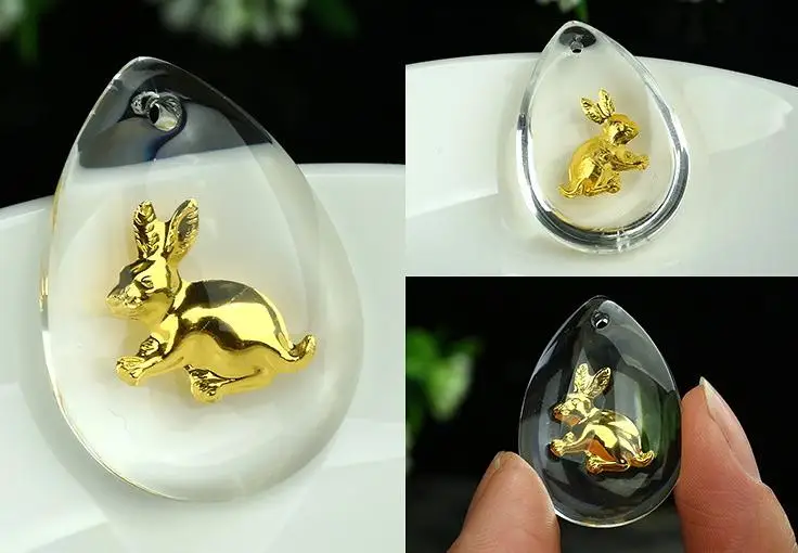 1PCS 999 24k Yellow Gold Crystal Man Made Pendant/...
