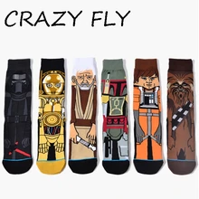Магазин Crazy Fly, популярные носки из фильма «Звездные войны», носки для взрослых мужчин и женщин, носки для косплея джедаев Вейдера Йоды, хлопковые забавные длинные счастливые носки, новинка