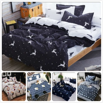 

Cartoon Animal Pattern Quilt Case Fitted Sheet 4pcs Bedding Set Cotton Kid Single Bed Linen 1.2m 1.5m Duvet Cover Full Twin Size