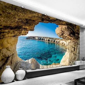 

Photo Wallpaper Modern Simple Cave Seascape Nature Mural Living Room Bedroom Interior Decor Wall Cloth Space Expansion Wallpaper