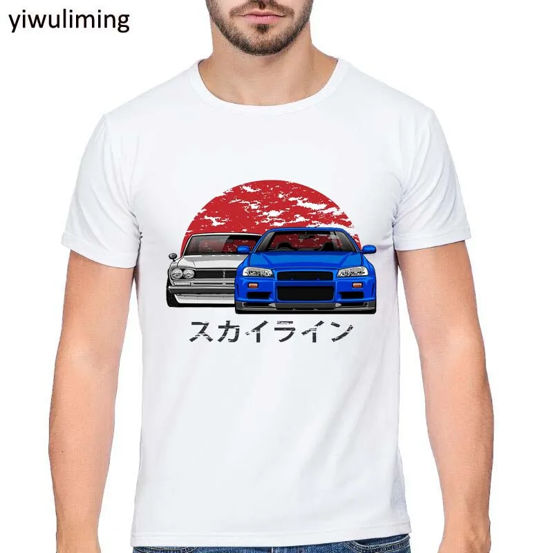 Дизайнерская футболка Funky Nissan Skyline Drift King R34 Hakosuka Мужская с круглым воротником и