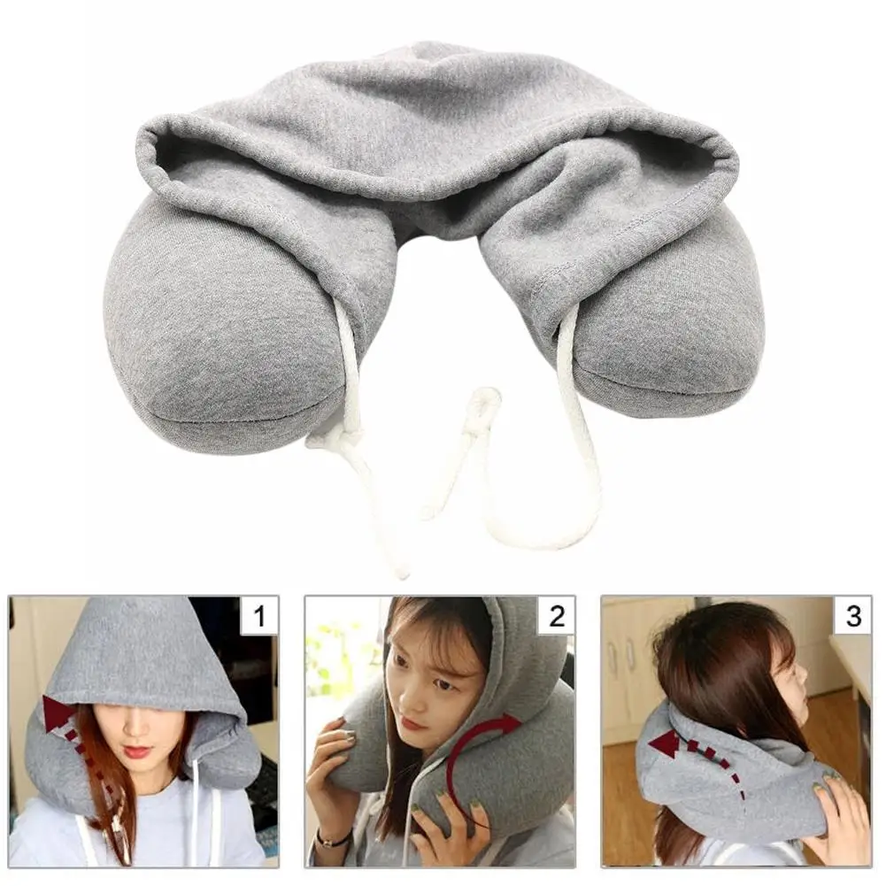 

Joylife Car Travel Sleeping Hoodied Pillow U-Shape Neck Soft Headrest Outdoor Office Neck Massage Ralation