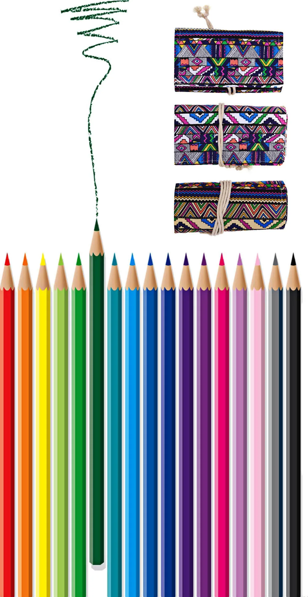 Fashion Storage Bag For Pen 36 48 72 Slots Canvas Wrap Portable Roll Up Pencil Bag Pen Case Holder Storage for Pencil organizer9