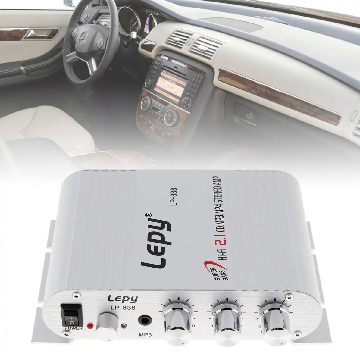 

lepy Portable car Super Bass Amplifier12V 2CH Mini Hi-Fi Amplifier Booster Radio MP3 Stereo for Car Motorcycle Home