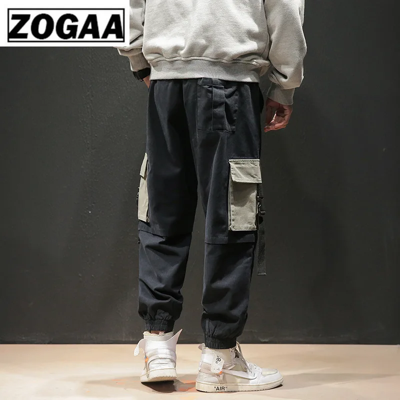 ZOGGA Stitching Color Loose Male Ankle-Length Cargo Pants High-quality Cotton Mid-Waist Men Pants Without Fade/Shrink/Pilling ZOGGA Stitching Color Loose Male Ankle-Length Cargo Pants High-quality Cotton Mid-Waist Men Pants Without Fade/Shrink/Pilling