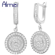 Almei 50% 여성을위한 긴 귀걸이 파티 저녁, 지르코니아 귀걸이 쥬얼리, 실버 컬러 라인 석 크리스탈 귀걸이 r234(China)