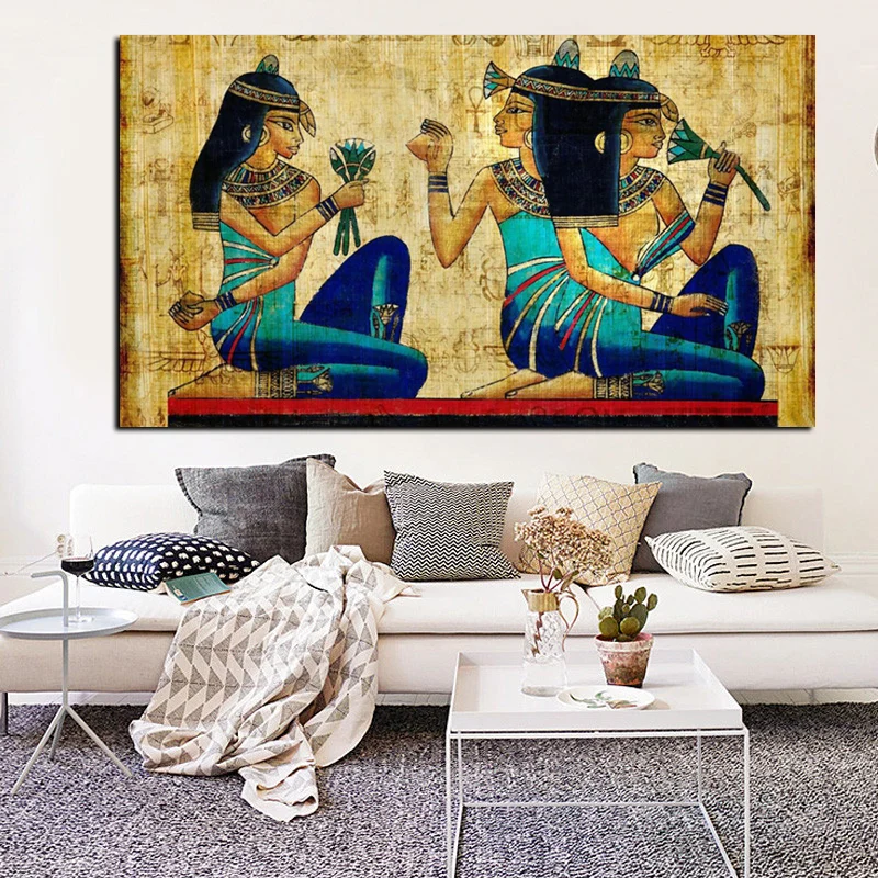 Classical Papyrus Art Wallpaper African Woman Oil Painting Print on Canvas Pop Art Wall Picture for Living Room Sofa Cuadros (3)