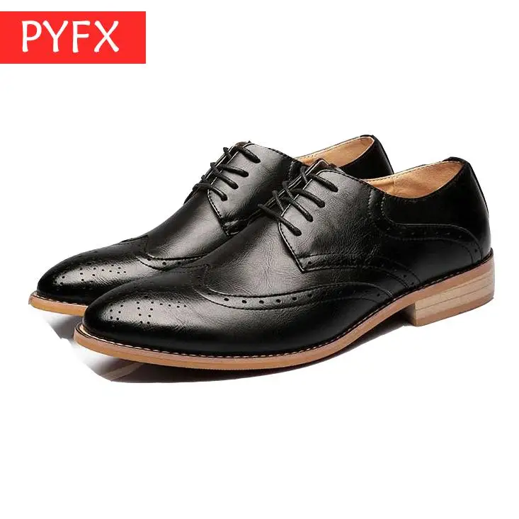 

new 2019 summer Italian hand sewing cowhide British style pointed casual business brown men's Bullock dress shoes breathable