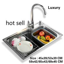 Стандартная модная Балконная раковина, пищевая 304 нержавеющая сталь, один слот, горячая Распродажа 45x39/53x39/59x42/65x43/69x45 см