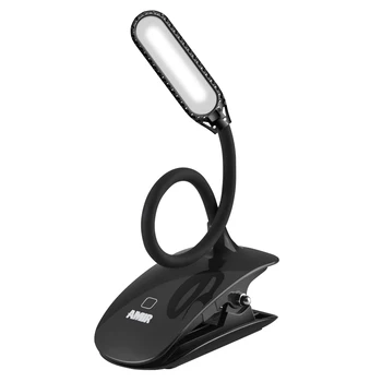 

AMIR Rechargeable LED Book Light Clip on Reading Light Flexible Desk Lamp Touch Switch 3 Levels Brightness Eye-Protection Kids