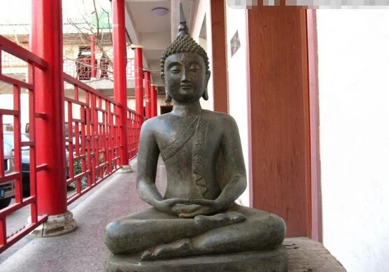 

150401 S0212 18"Vintage Bronze Thailand Sit Sakyamuni Buddha Statue