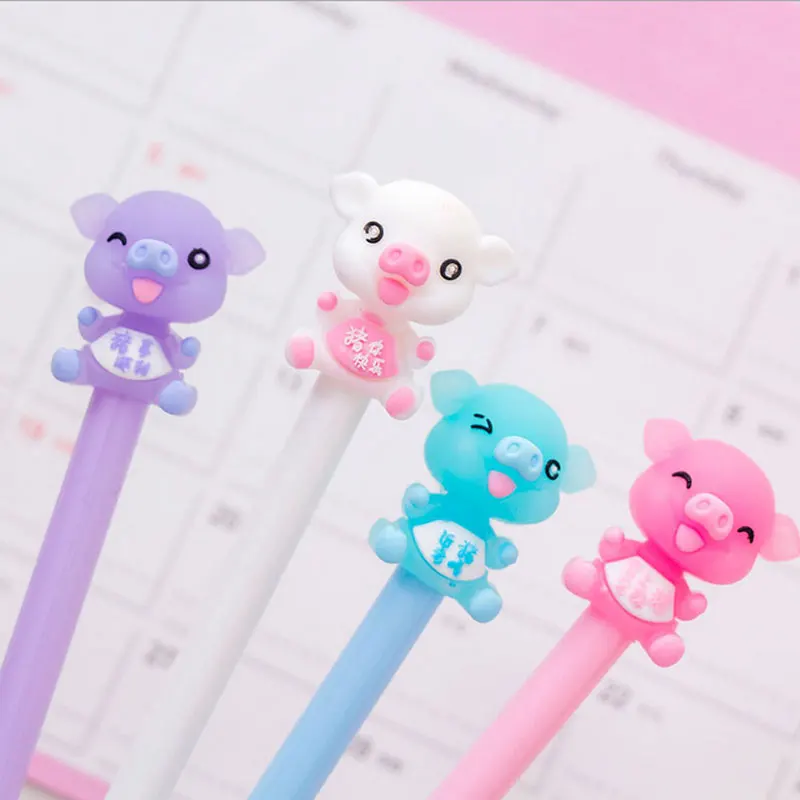 4pcs/lot Creative Pig Neutral pen 0.5mm Gel Ink pen black pens student kawaii office supplies gel pens stationery