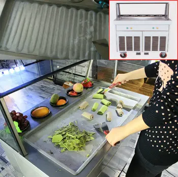 

2017 new big pan 220V 110V commercial fried ice cream machine 74cm length pan 1600w fry ice pan machine 2 compressor r22 r410a