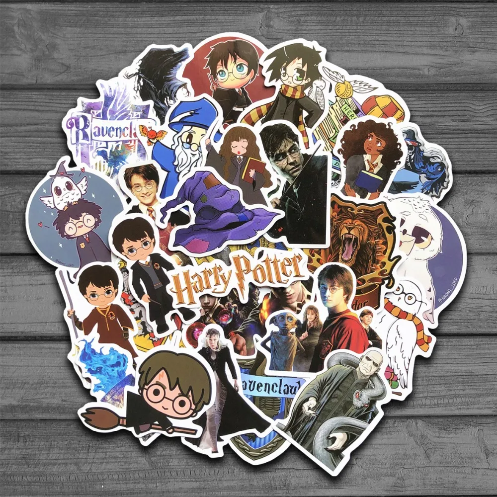 

50PCS Harry Potter Hogwarts Cartoon Snowboard Laptop StickersKids Waterproof DIY Decals Sticker for Fridge Suitcase Stationery