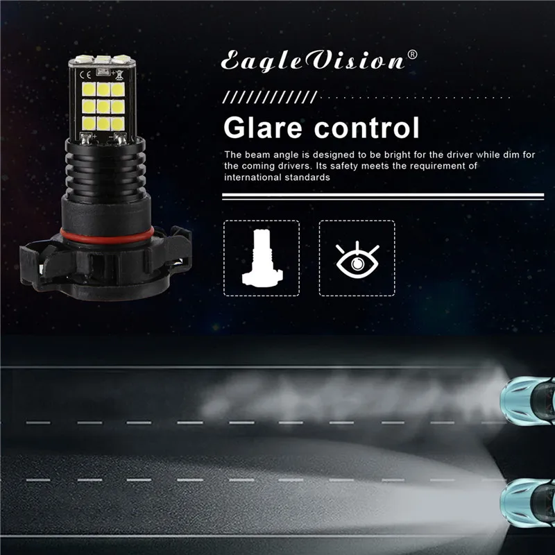 WUPP противотумансветильник 2 шт. H16 5202 3030 24 SMD светодиодные передние фары Вт 6000K