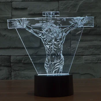 

Jesus Colorful 3D Holograma Acrylic Visual Lampara LED Night Light Touch Switch Gradient Illusion Night Light Baptized Batizado