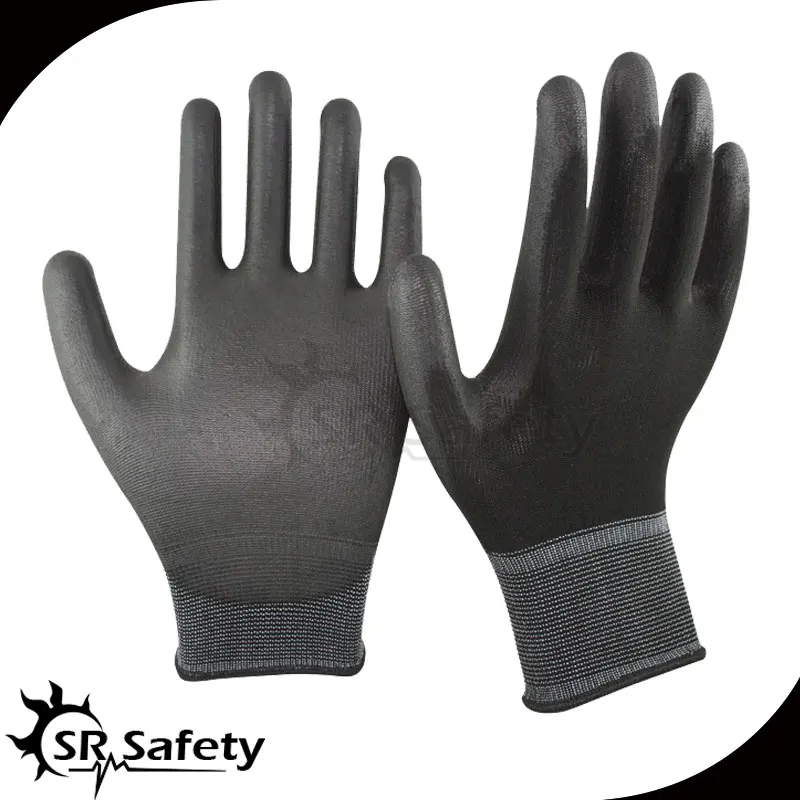 SRSAFETY 2 pairs 13g Black PU glove factory-in Safety Gloves from ...