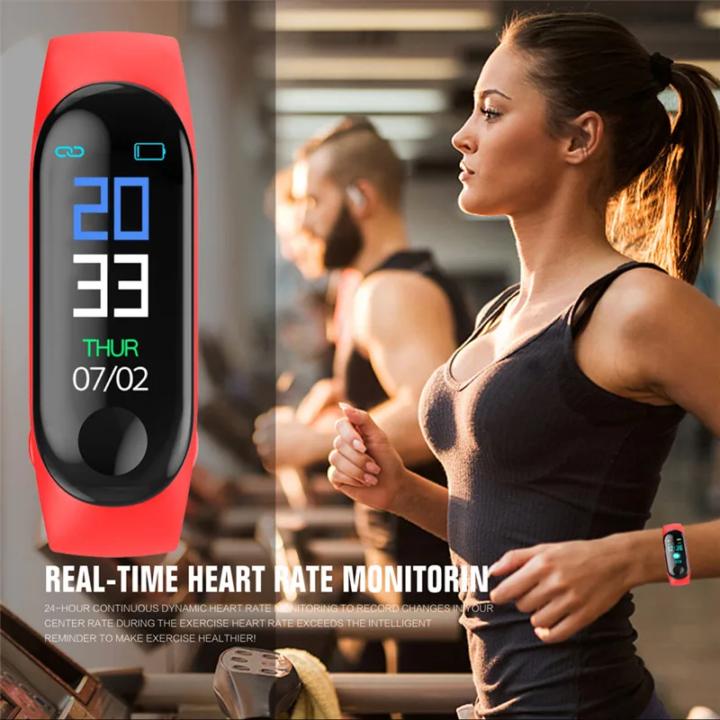 M3 Цвет Экран умный спортивный браслет шагомер Фитнес часы для бега трекер ходьбы сердечного ритма шагомер смарт-браслет