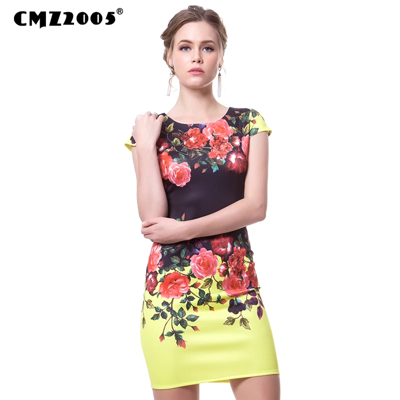 Hot Sale New Women's Apparel High-Quality Printing Dress Short Sleeve O-Neck Mini Fashion Summer Knitting Slim Dresses 71691 | Женская