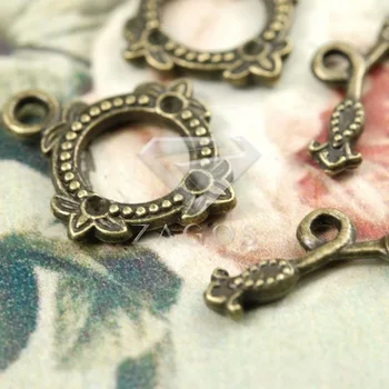 

30Pcs Antitue Brass Tone Round Bar Ring Toggle Zinc Alloy Jewellry Making Findings Fit Bracelet Necklace TS0705-4