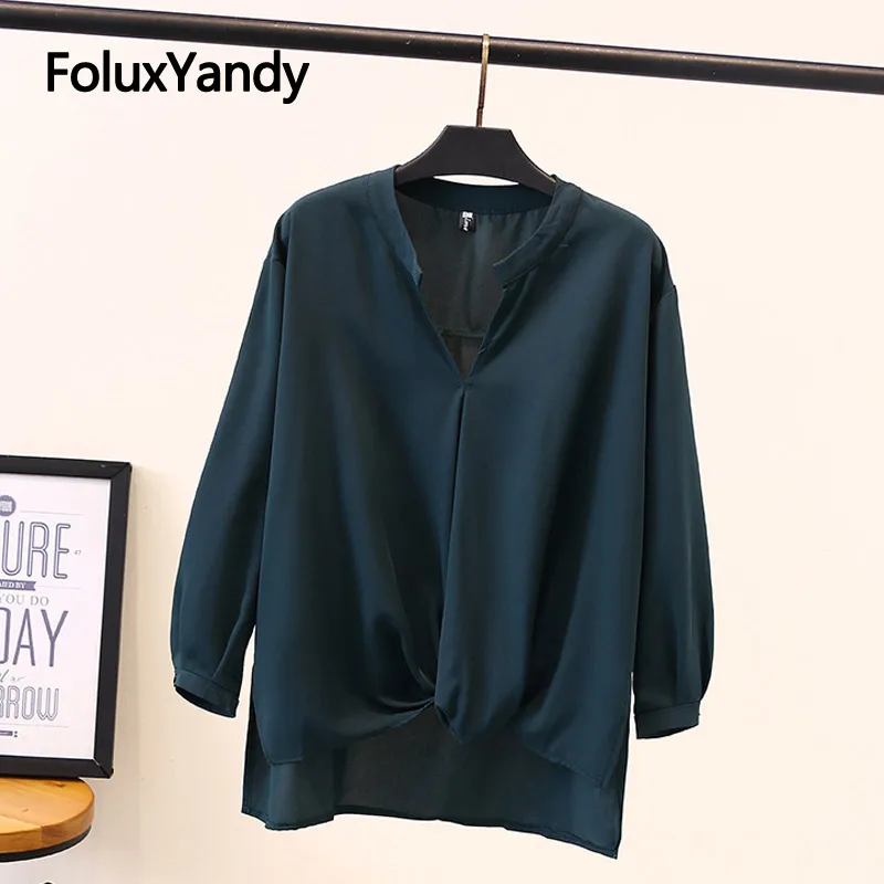 

Transparent Chiffon Blouses Summer Shirts Women Plus Size Office Lady Elegant V-neck Long Sleeve Blouse SWM1313