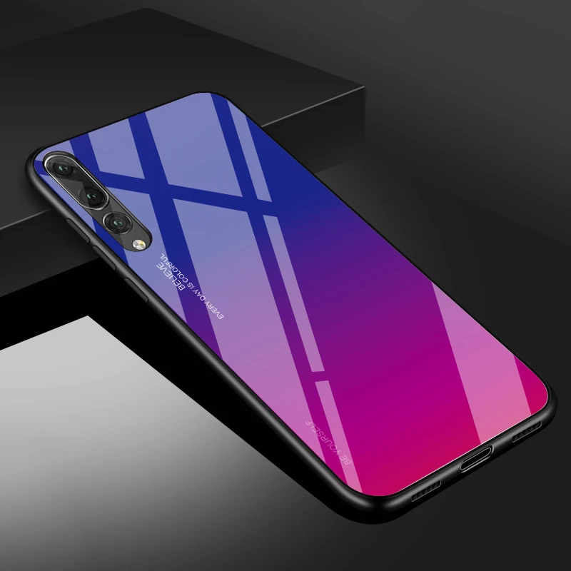 Цветной стеклянный чехол для телефона huawei mate 20 Lite Pro Nova 3i 3 градиентный из