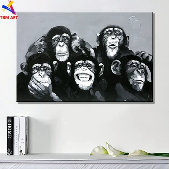 

Textured Black Color Animal Picture Wall Art Canvas Painting Handmade Modern Abstract Oil Paintig on Canvas Gift No Frame R06