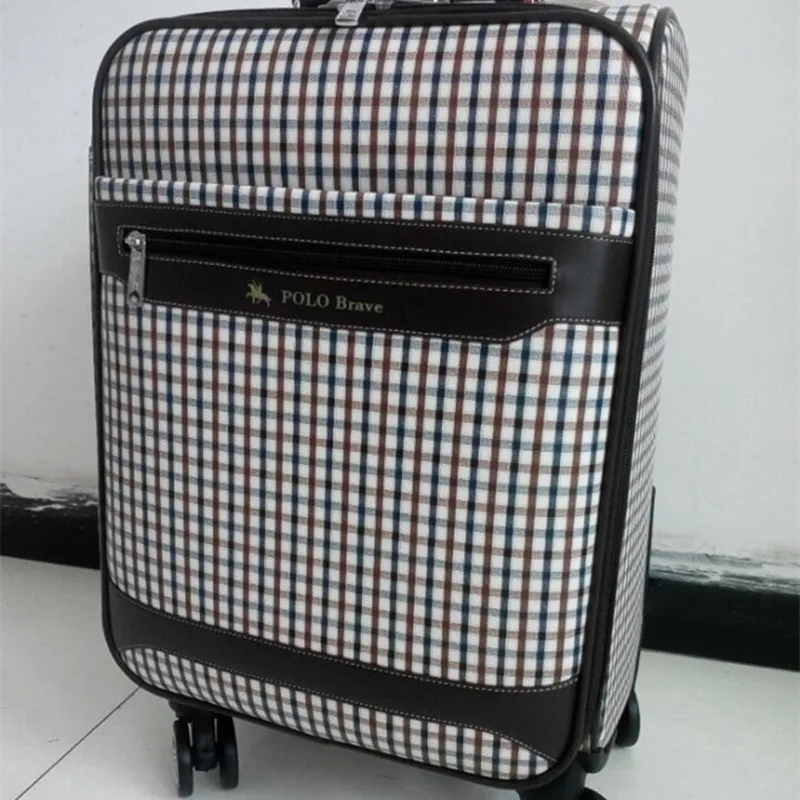 BOLO BRAVE 20 24 inch wheel suitcase PU Commerce Trolley case healthy environmentally luggage bags lattice