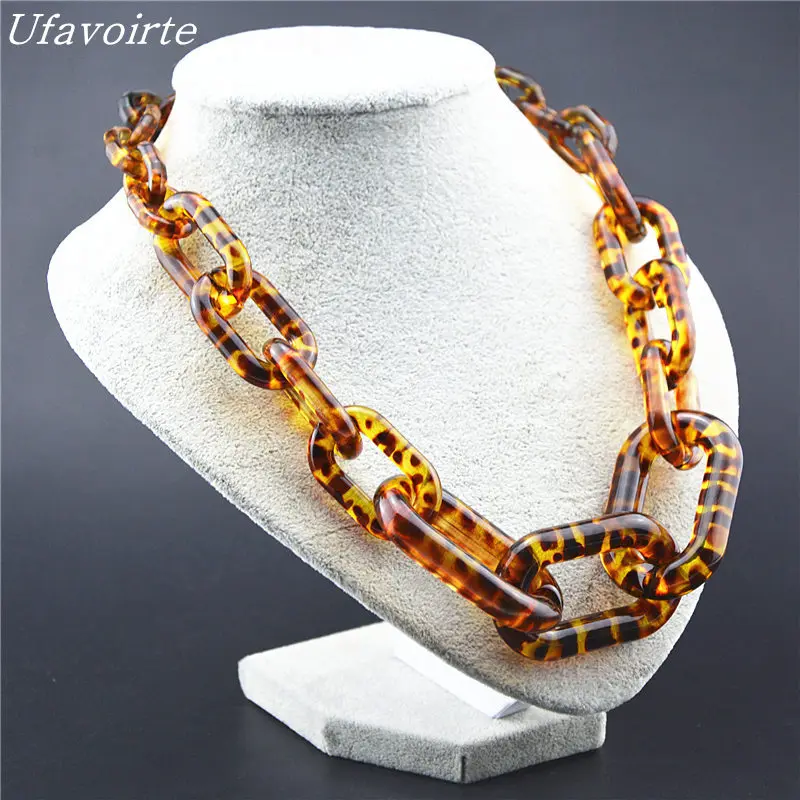 

Ufavoirte Statement Necklace Dress Handmade Leopard Pendant New Acrylic Girl Women Fashion Jewelry Wholesale