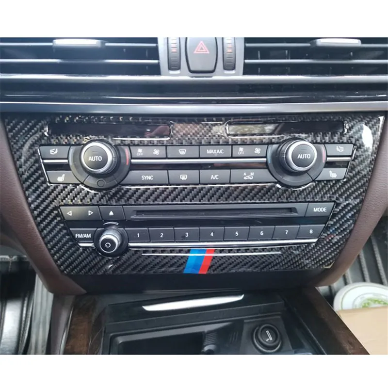 Для BMW X5 F15 X6 F16 2014 2017 автомобиль stylingCarbon волокно AC CD Управление Панель наклейки
