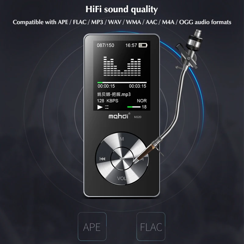Mahdi Fm Mp 3 Hifi мини MP3 плеер с наушниками Музыка для спорта Flac экран без потерь
